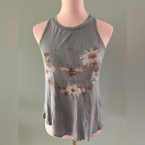 French Pastry Gray Graphic Crop Tank Top XS